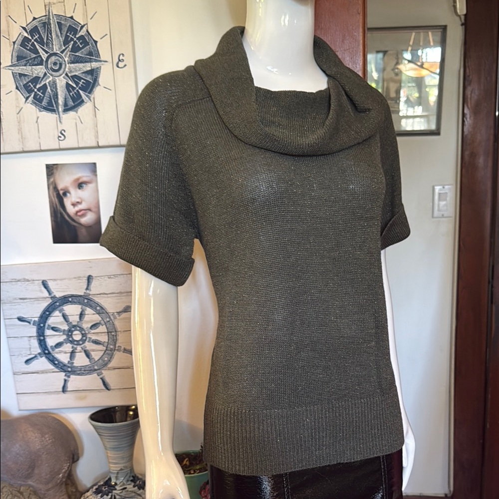 NWT northern reflections size small Women's green/ gold Cowl Neck Sweater